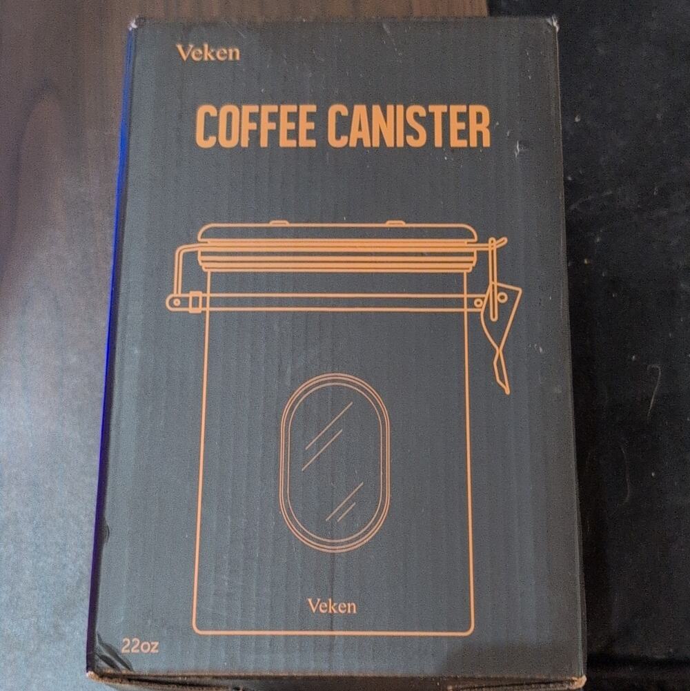 Veken Airtight 22 oz Gray Plastic Round Coffee Canister w/ Lid CCASV201